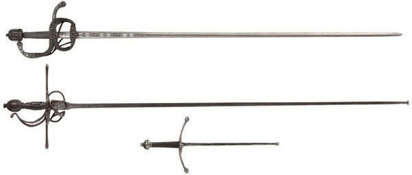 Fig. 5. Rapier foil and matching foil dagger (on left.) Circa late 16th century (Victoria and Albert Museum Collection. London.) http://collections.vam.ac.uk/item/O97521/rapier-alonso-perez/