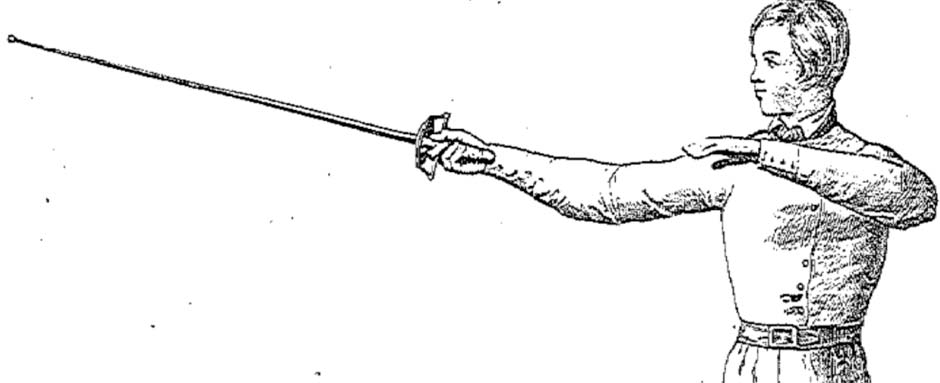 Blasco Florio, 1844. Although the Sicilian school guard position differs, the method of gripping the Italian weapon is in accord with all the classical Italian schools. 