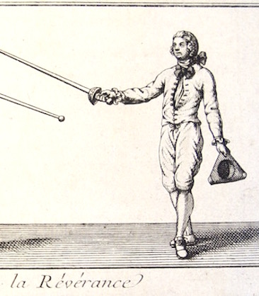 The reverence/salute. Le Perche. L'Exercice Des Armes. circa 1740's.