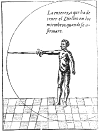 Fig. 3: Guard position from Narvaez' treatise