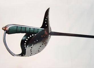 Italian Dueling Sabre, “Pecoraro model”, close-up of hilt.