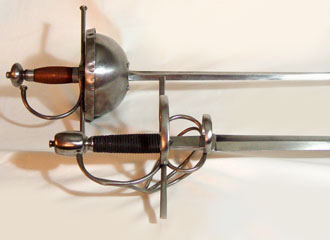 Spanish Rapiers replicas, close-up of Swept-hilt and Cup-hilt. 